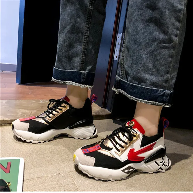 Sneakers Women Running Shoes Increasing 6CM INS Ulzza Harajuku Sneakers Cushioning Height Platform Breathable Sports Walking (19)
