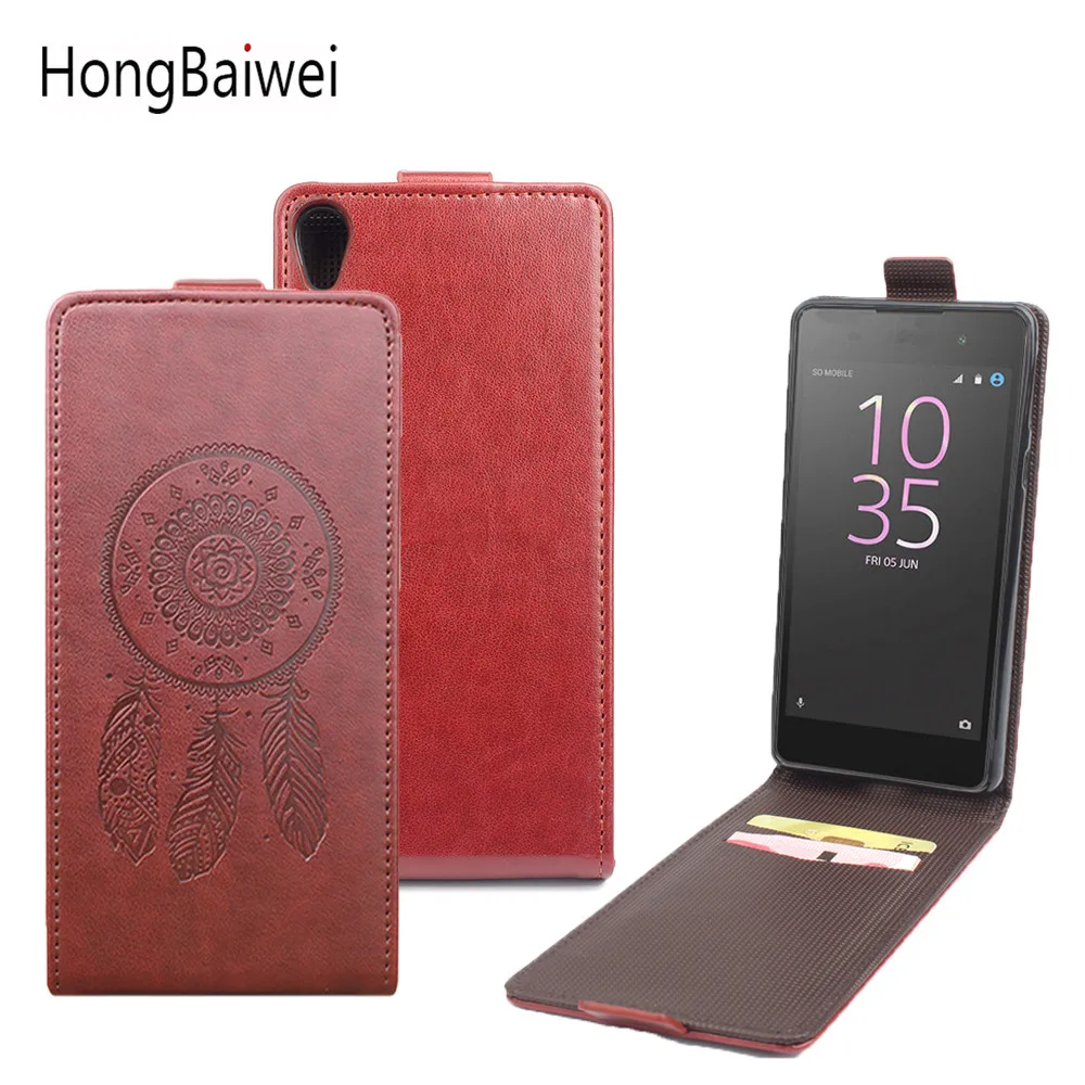 

HongBaiwei for Sony Xperia E5 Flip Case Fashion Embossed Leather Case Cover for Sony Xperia E5 F3311 F3313 Flip Up and Down