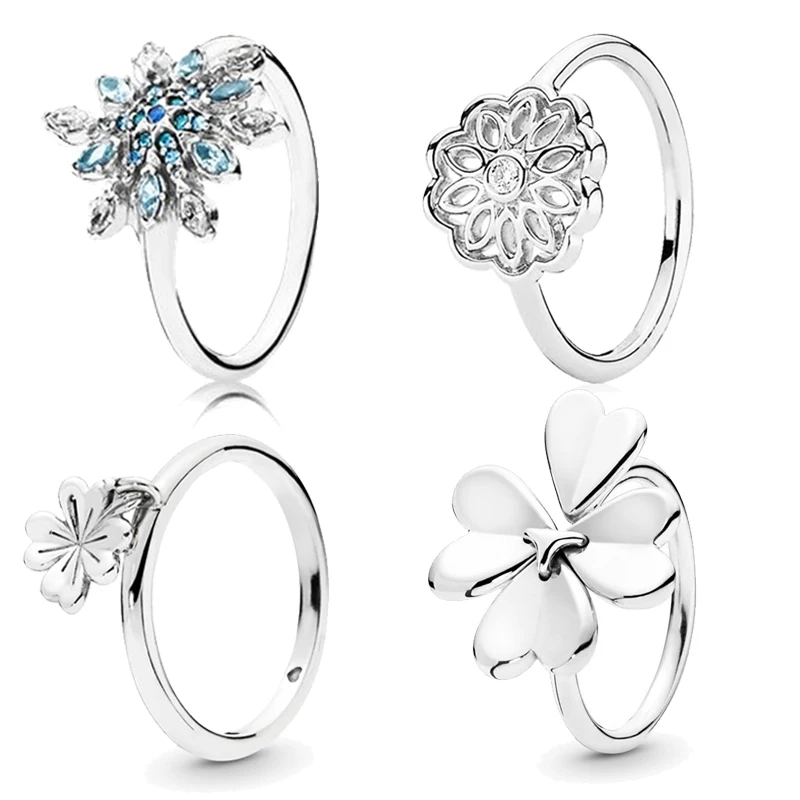 

2019 New Trendy 925 Sterling Silver Moving and Hanging Clover Ring For Women Wedding Party DIY Pans Jewelry Birthday Gift