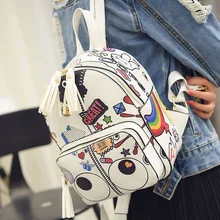 Femmes Sacs 2017 Mignon Sacs À Dos Dames En Cuir Sac À Bandoulière École Lettre Voyage Sac D’école Gland Petit Sac À Dos Mochilas