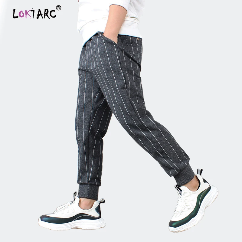 

LOKTARC Big Boys Sports Pants Trousers Stripe Casual Cotton Kids Joggers 4 6 8 10 12 Years for Boy School Clothes
