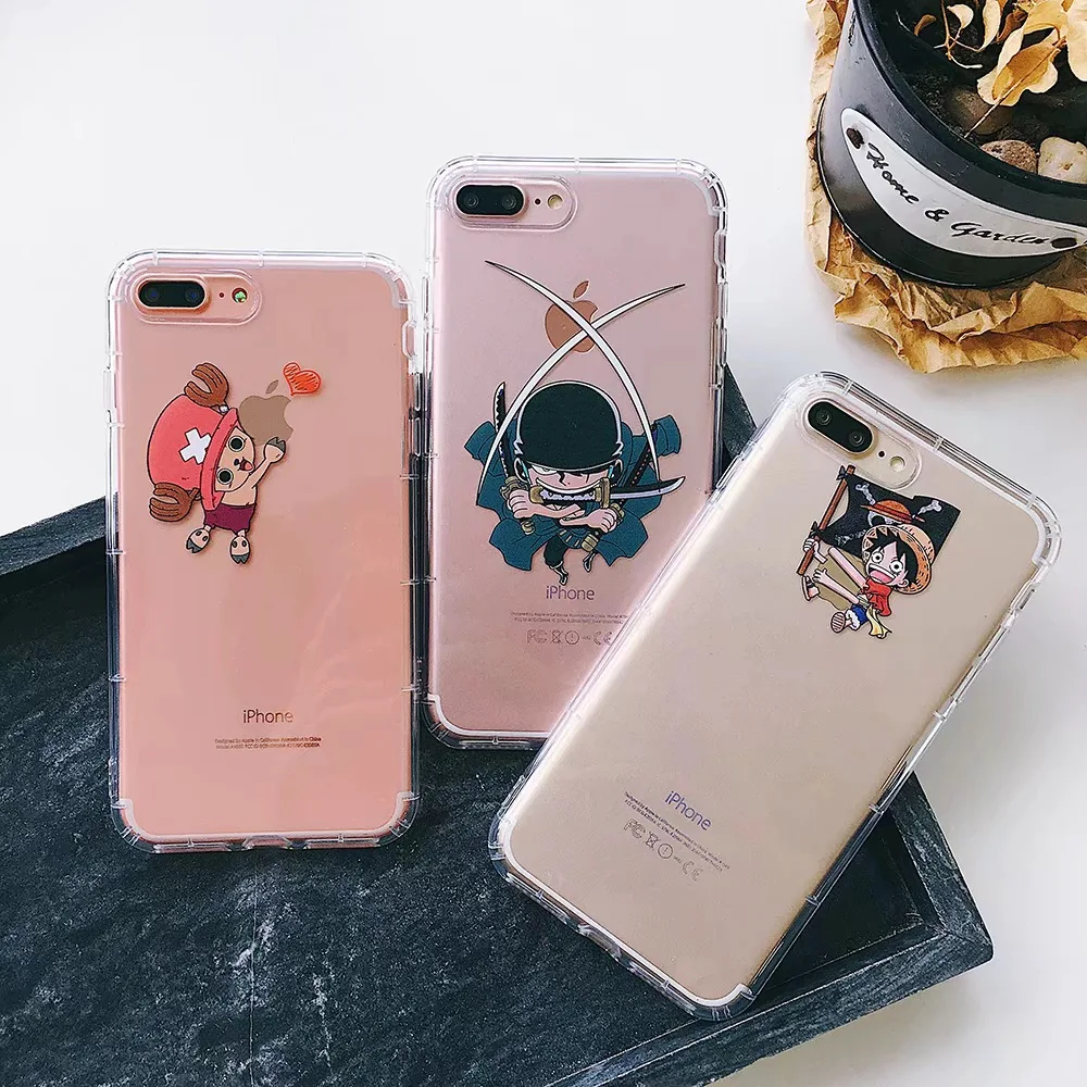 

ONE PIECE Phone Case Japanese Tony Chopper Luffy Zoro for iPhone X 6 6splus 7 8plus 10 Funny Soft Transparent TPU cover Coque
