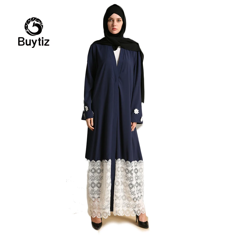 Buytiz темно-цветочное кружево мусульманских шифоновая абайя Макси платье Плюс Размеры кимоно длинный халат Женское платье Дубай Ближнем
