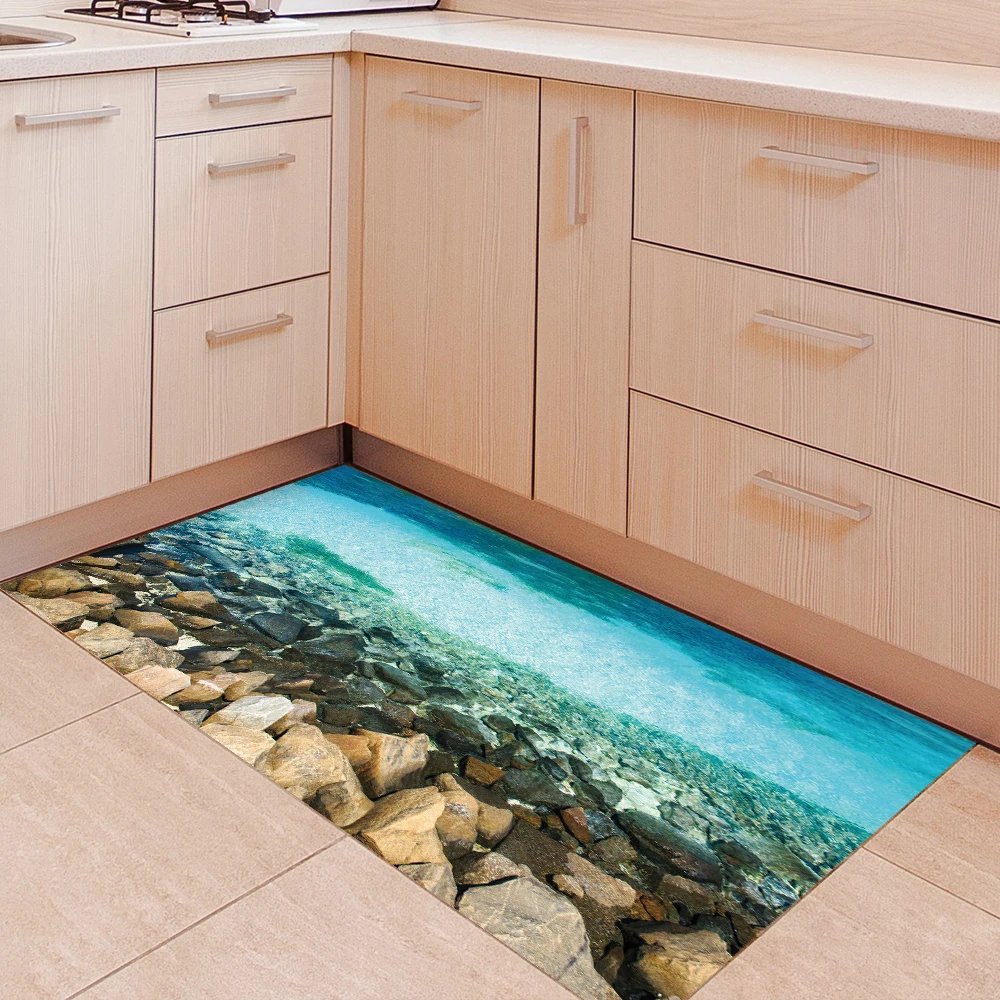 

Sea Shoal 3D Floor Stickers Removable Waterproof Anti-slip Mural Decal Wall Stickers Bathroom Living Bedroom Home Decor 60x120cm
