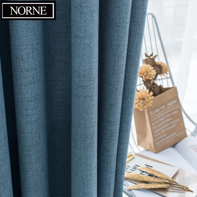 NORNE Shading Rate 95-100% Blackout Curtain Foam Back Thermal Insulated Drapes Soundproof Blinds for Bedroom Living Room Curtain