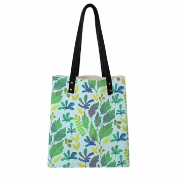 

Customized Leave Printed Ladies Pu Leather Bag Female Shopping Bag Casual Beach Bag with Small Wallets Women Work Daily Bag