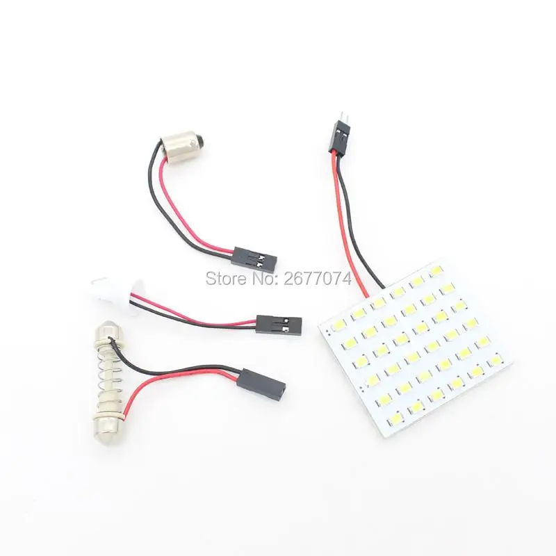 

4.5W DC12V Interior led light Dome Panel T10 36SMD 1210 3528 Roof Reading light Festoon T10 BA9S 3 Adapter 1pcs JTCL050-1-ly
