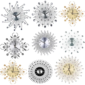 

Silent Clock Decoration Round Metal Aluminum Dial Wall Clock Rhinestone Embedded Decorative Clock Wall Clock Modern Design