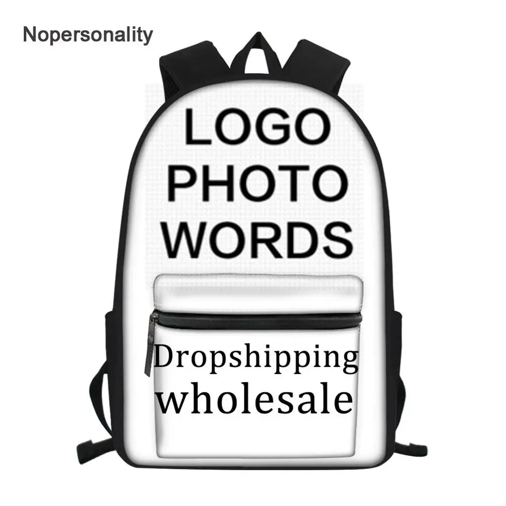 Nopersonality Custom Your Name Image Backpack for Teen Boys Girls Cool Primary Junior Kids Bagpack Cartoon Rucksack Bookbags