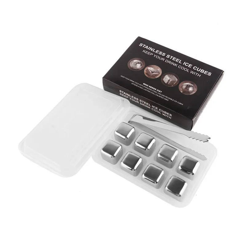 6pcs 8pcs Stainless Steel Ice Cube Bar Set Wine Cooler Artificial Ice Maker Water Cooling Stone
