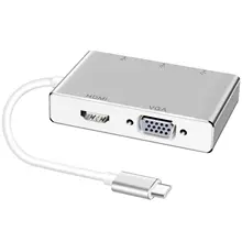 USB C к HDMI VGA 2K 4K адаптер, type C к HDMI VGA 3 USB3.0 концентратор, портативный конвертер адаптер для MacBook Pro/samsung Gala
