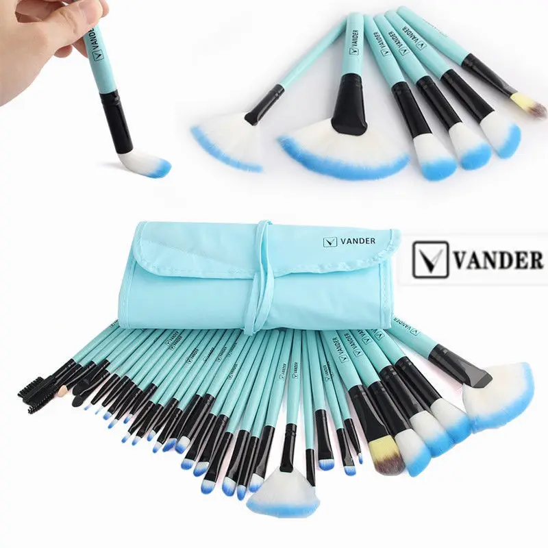 

SkyBlue Vander 32pcs Make Up Brushes Set Foundation Face&Eye Powder Blusher Professional Pinceaux Cosmetics Makeup Brush + Bag