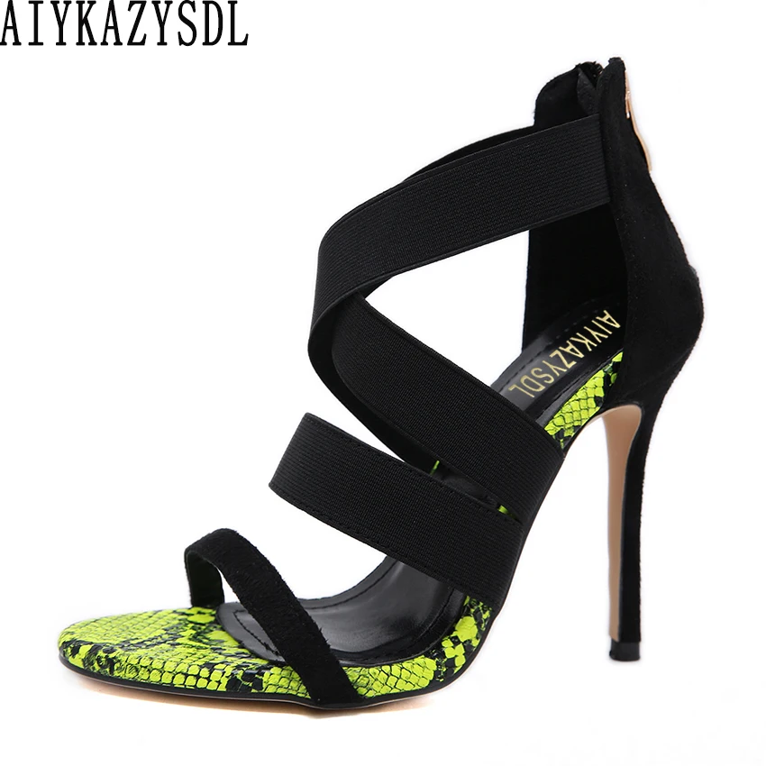 neon gladiator heels
