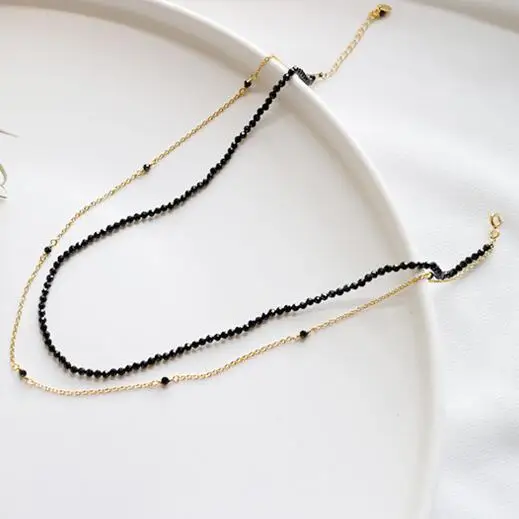 

Simple Natural Black Spinel Ball Solid 925 Sterling Silver Necklace