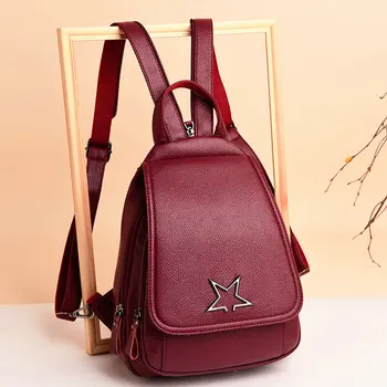 

2020 Fashion Women Genuine Leather Backpack Shoulder School Bags for Teenagers Travel Cowhide Female Knapsack