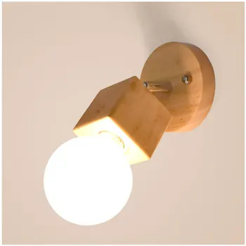 

Modern wooden Wall Lamp Swing Head Wall light Creative Wall Lamp Wooden Wall Sconce E27 Bedroom Lighting Bedside Reading Lamp