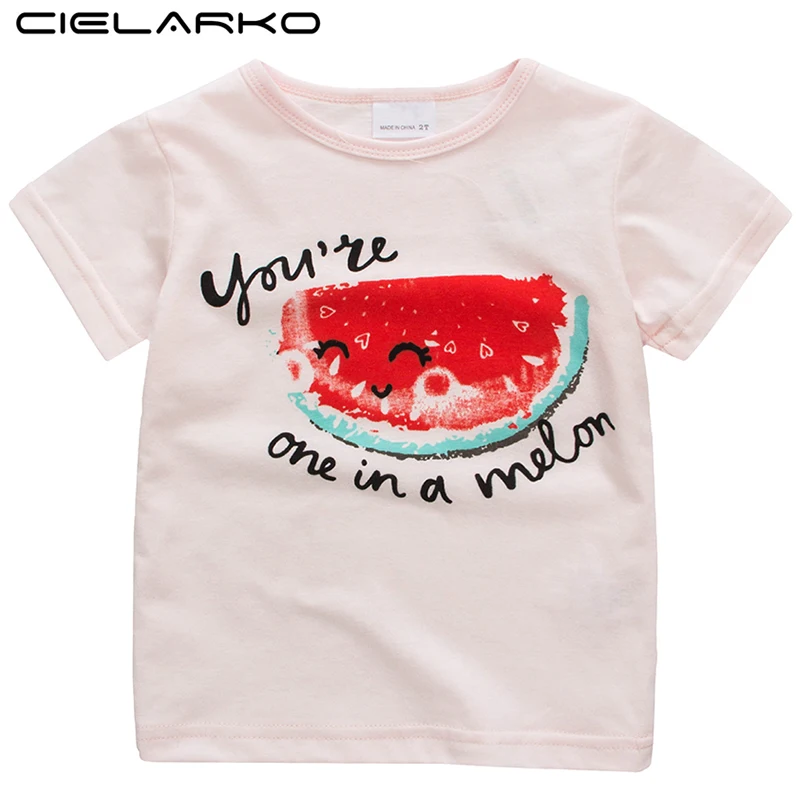 Cielarko/розовые футболки для девочек хлопковые топы с принтом малышей базовая