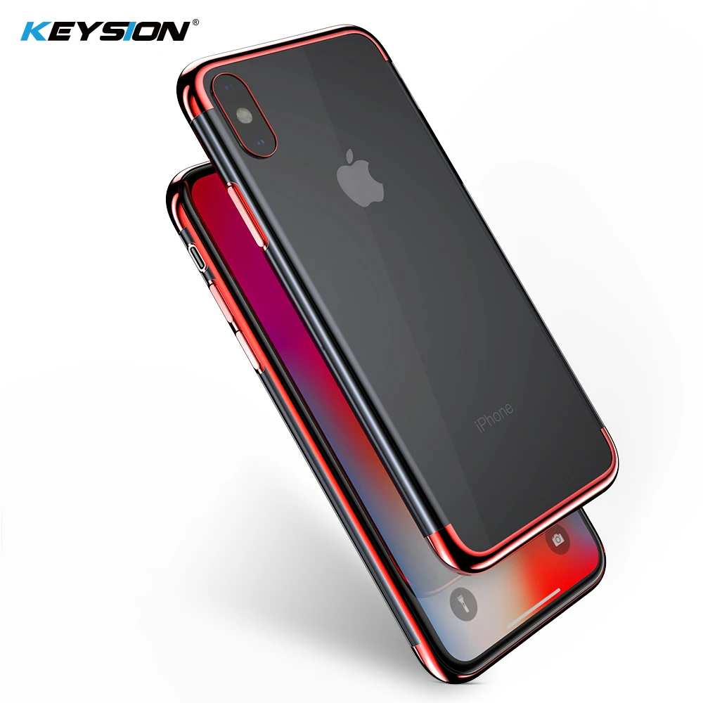 

KEYSION Soft TPU Case for iPhone XS XS Max Ultra thin transparent plating shining case for iPhone XR X Mixed silicon cover clear