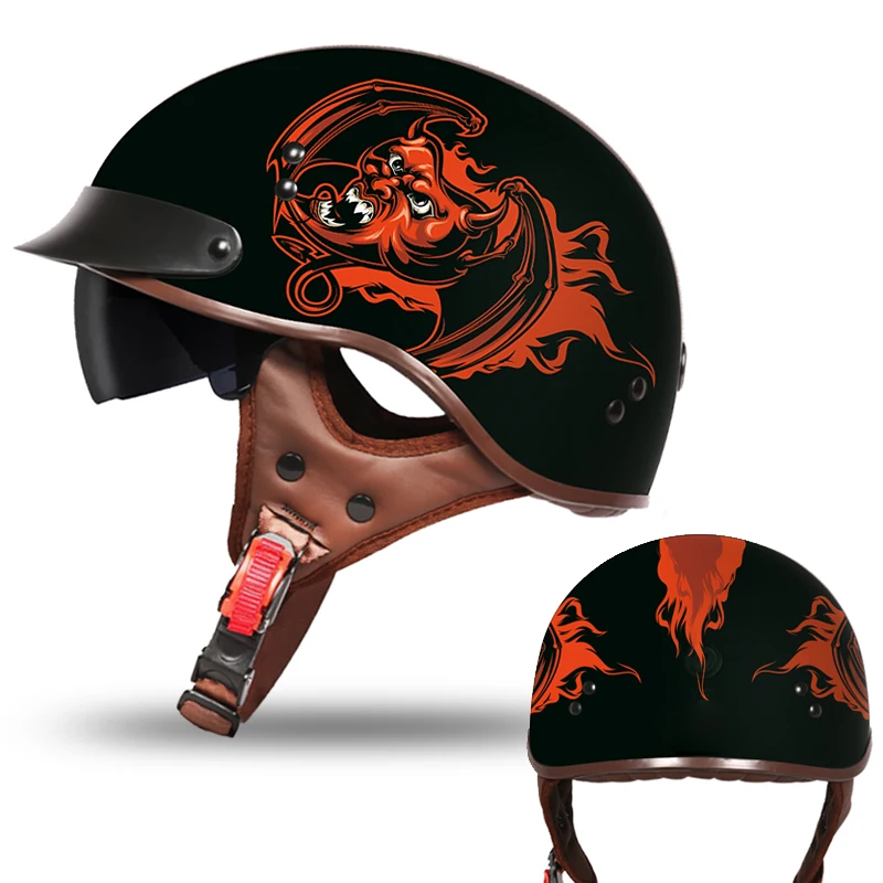Moto rcycle шлем классический helemet vespa Винтаж Лето Половина шлем jet Ретро capacete шлем moto DOT - Цвет: 3