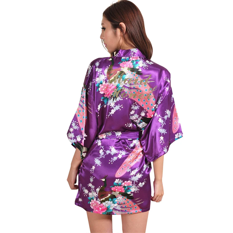 VLENATLNO Wedding Bride Bridesmaid Floral Robe Satin Rayon Bathrobe Nightgown For Women Kimono Sleepwear Flower Plus Size