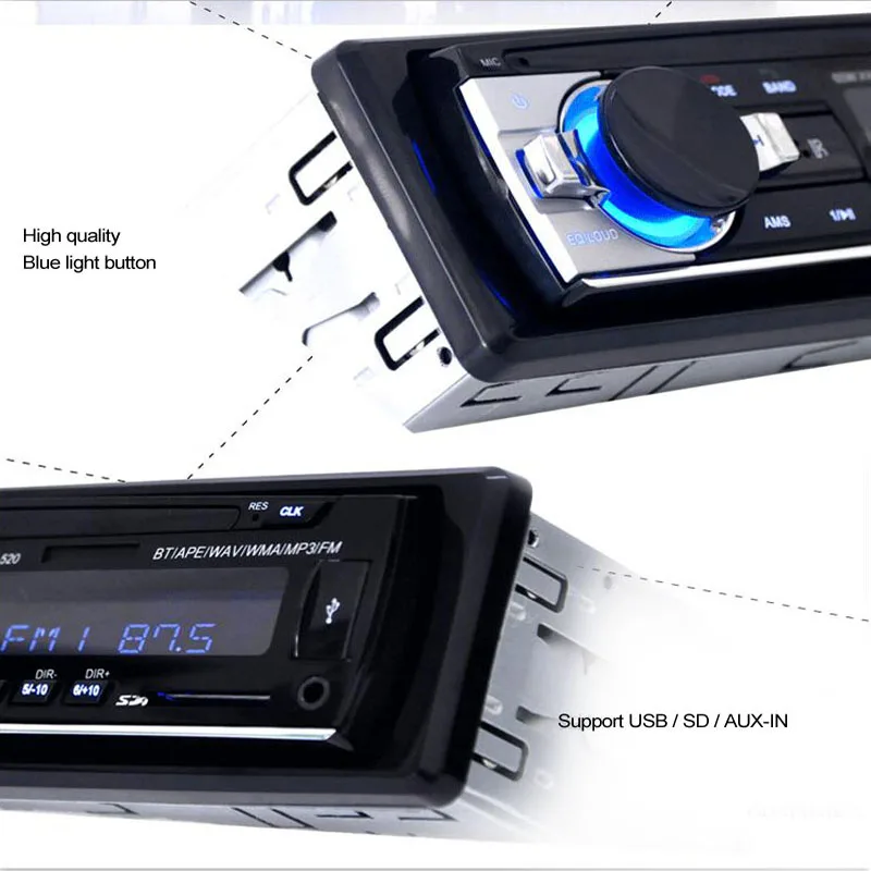 KANOR автомобильный радиоприемник с Bluetooth автомобильный стерео радио FM Aux вход приемник SD USB JSD-520 12 В в-тире 1 din автомобильный MP3 мультимедийный плеер