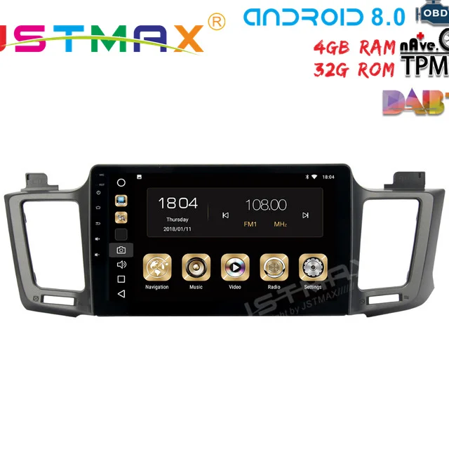 Excellent JSTMAX 10.2" Android 8.0 Car GPS Radio Player for Toyota RAV4 2014 2015 2016 with Octa Core 4GB+32GB Auto Stereo Multimedia DAB+ 1