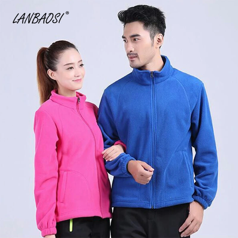 Lanbaosi الحراري الصوف جاكيتات للرجال والنساء windproof الدافئة كم طويل الصوف معطف ملابس التنزه التزلج السفر
