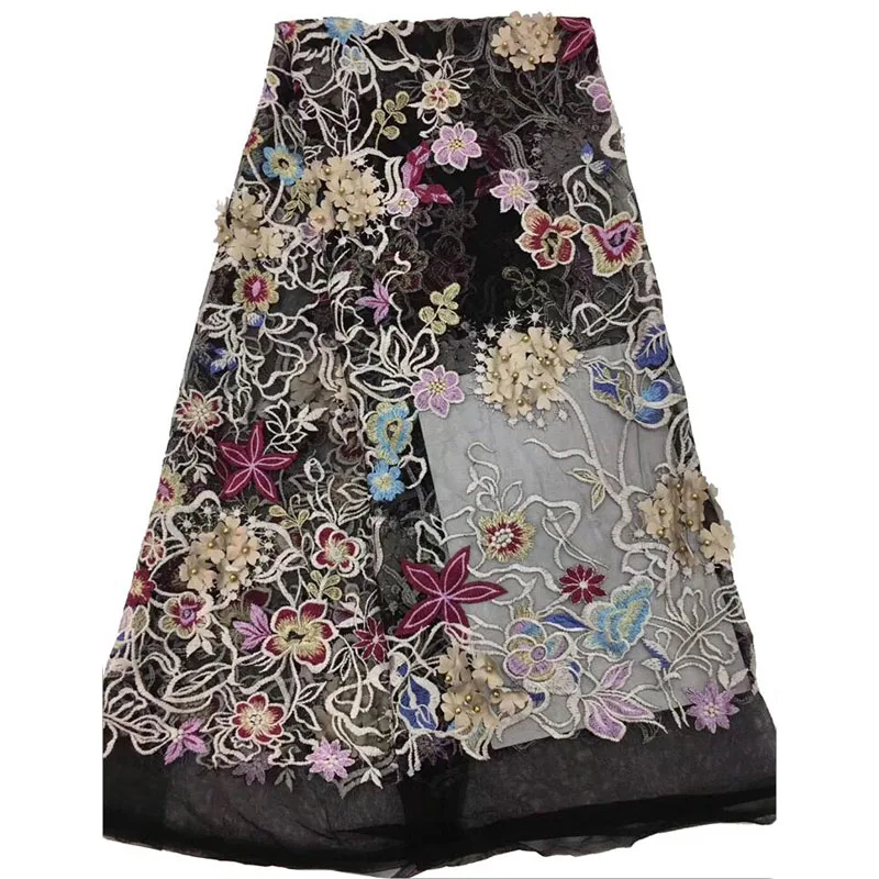 Me-dusa Новое Тюлевое шелковое дизайнерское платье с цветочной вышивкой в африканском стиле, кружевное свадебное платье с объемным цветком, высокое качество, 5 ярдов/шт