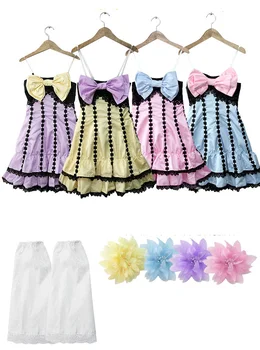

Vocaloid Hatsune Miku Project DIVA Candy Color Spaghetti Strap Mini Cosplay Dress Bow Tie Short Dresses Costume