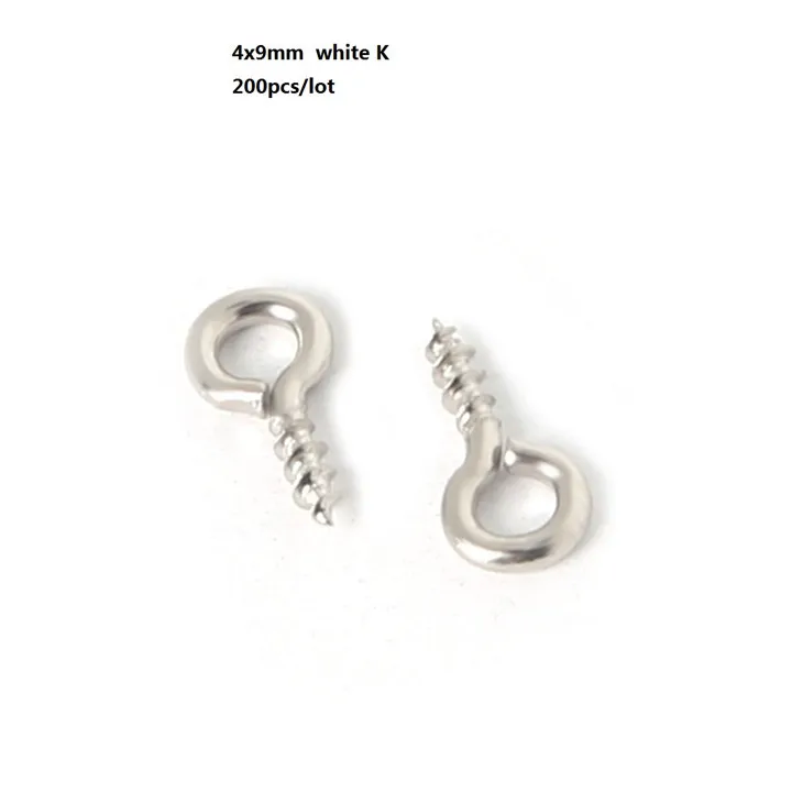 200pcs 4x9mm Mini Eye Screw Hooks Clasps Eye Pin Round Head Ring Self-tapping Thread Hook Pendant DIY Jewelry Making Accessories