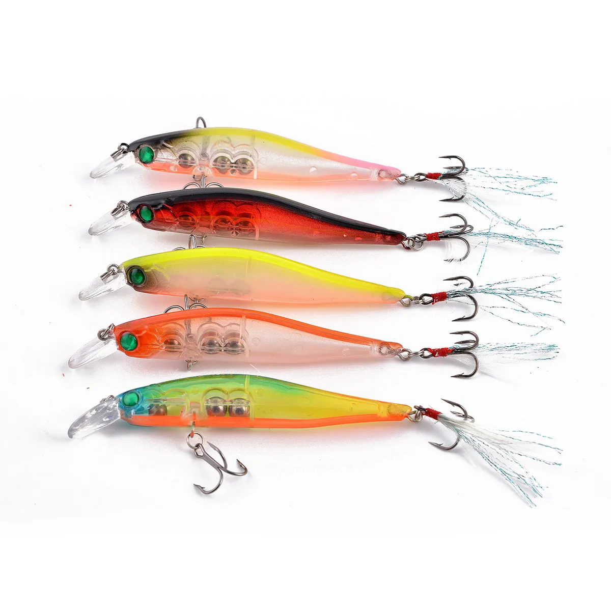 5pcs/Lot Plastic Fishing Lures Crank Bait Bass Minnow Tackle lure Hook