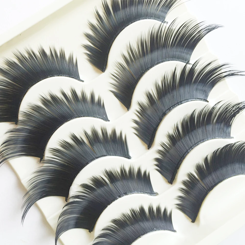 

5 Pairs Fashion Women New False Eyelashes Thick Long Transparent Cross Handmade Extension Eyelashes Tools