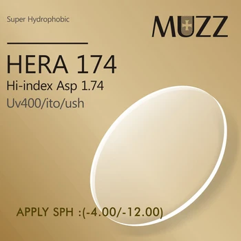 

MUZZ Eye Glasses Lens 1.74 Index Thinner, lighter High Quality Myopia Super Tough Resin Optical Prescription Eye glasses 2PCS