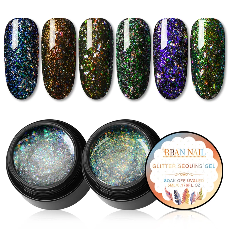 

RBAN NAIL 5ml Chameleon Series UV Gel Polish Set Soak Off Shimmer Nails UV Gel Polish Long Lasting Shiny Varnish Lacquer