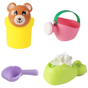

4 Pcs Bath Toys Set Shampoo Cup Spoon Shower Swimming Water Toys