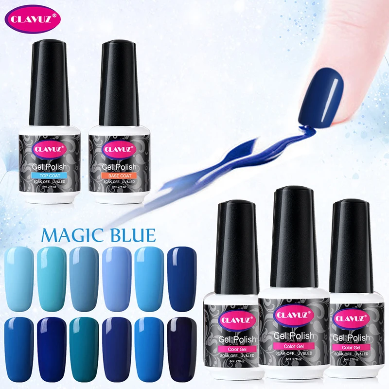 

CLAVUZ 8ml Summer Color Blue Series UV Gel Nail Polish Semi Permanent Soak Off Painting Gellak Stamping Enamel Hybrid Varnish