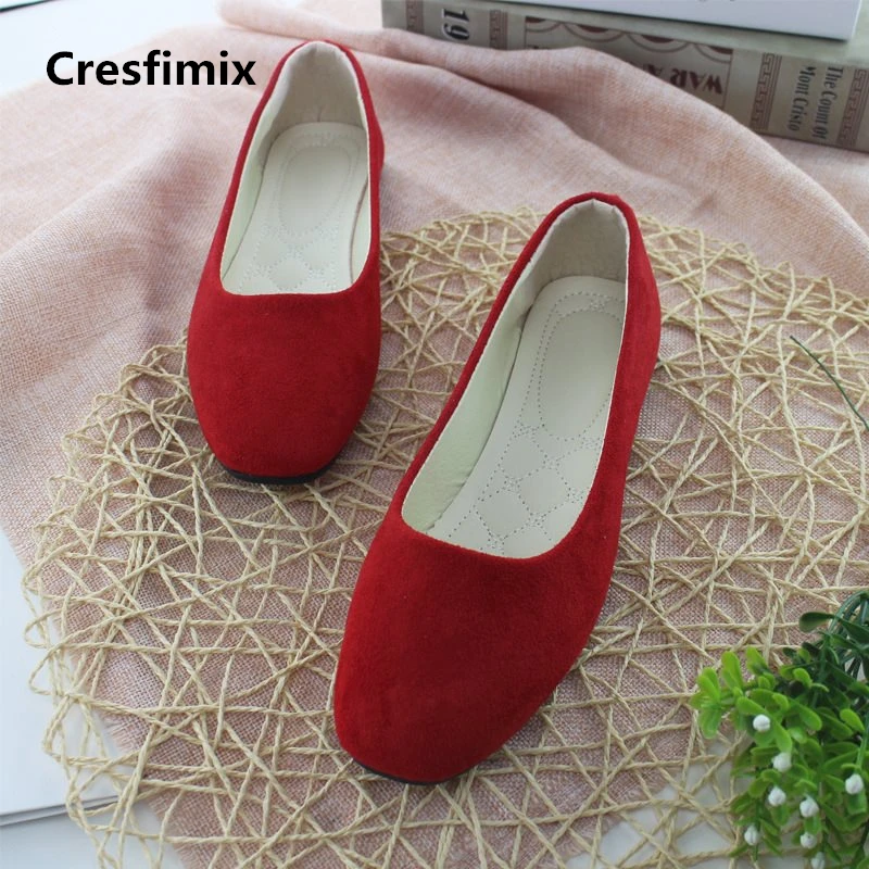 

Cresfimix sapatos femininas women fashion plus size comfortable slip on flat shoes lady cute street shoes leisure shoes a2365