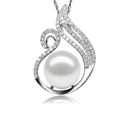 

Women Gift word 925 Sterling silver real Natural pearl pendant, 10-11 collarbone, natural freshwater, white light, S925 silver c
