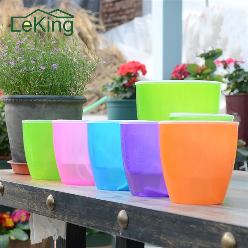 

Creative Self-watering Colorful Plant Flower Pot Indoor Imitation Pottery Automatic Water Absorption Planting