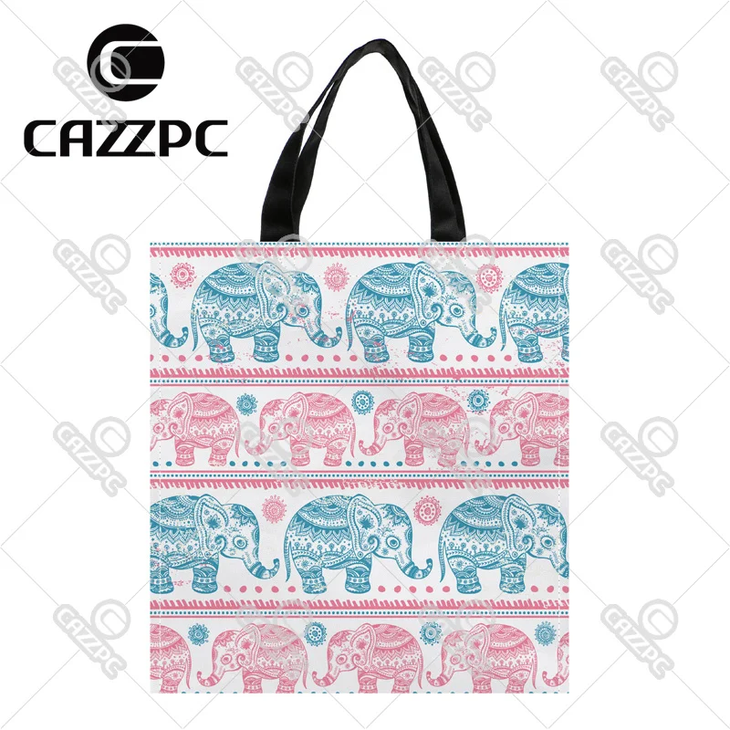 Ацтеков Винтаж слон шаблон печати пользовательские Оксфорд нейлон Ткань Торговый хранения Бакалея сумка пакет 2