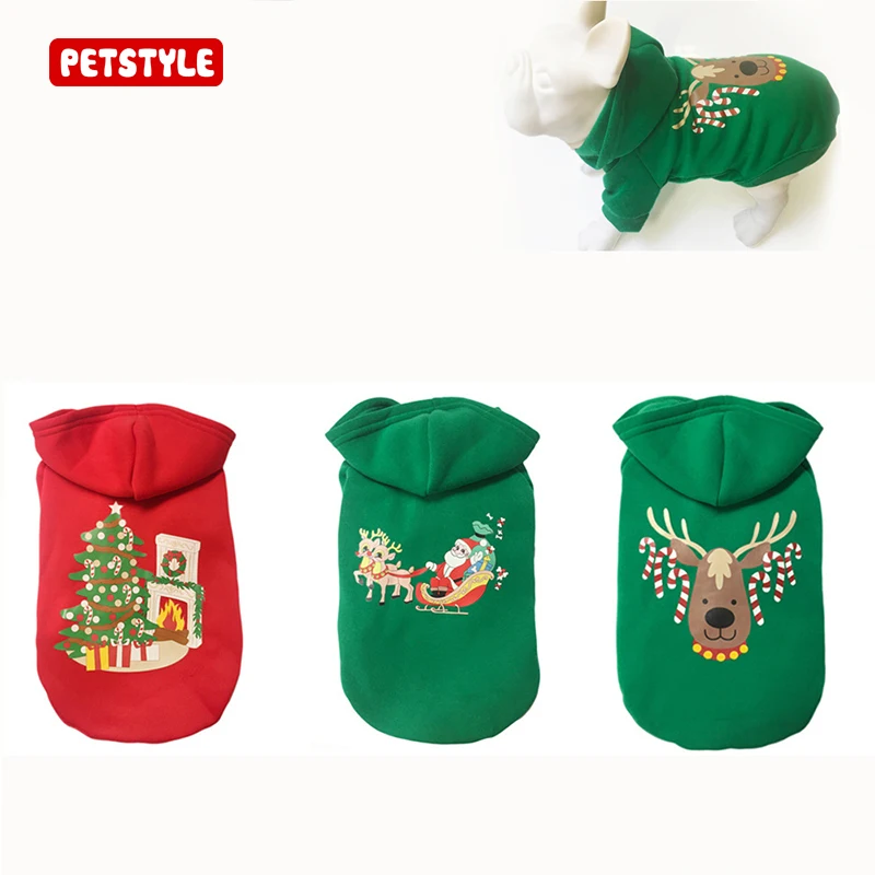 2017 New Pet Dog Christmas Clothes Autumn Winter Warm Jacket Sweater Suit Hoodie Holiday Pattern | Дом и сад