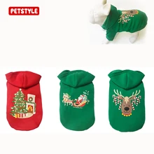 2017 New Pet Dog Christmas Clothes Pet Autumn Winter Warm Jacket Sweater Dog Suit Hoodie Dog Holiday Christmas Pattern Clothes