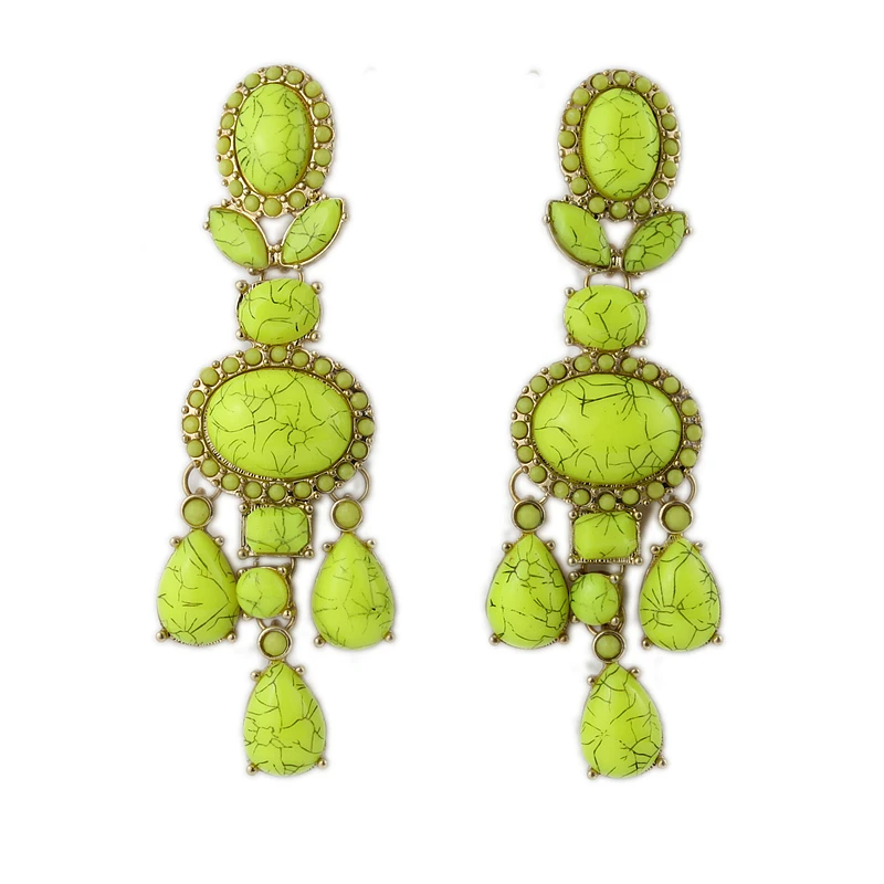 Женские длинные серьги подвески с желтым камнем Howlite|Серьги-подвески| |