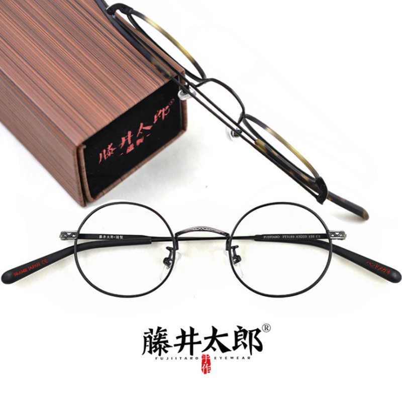 

TARO FUJII Spectacle Frame Eyeglasses Men Women Vintage Round Computer Optical Clear Lens Retro Glasses Frame Male Female FT5180