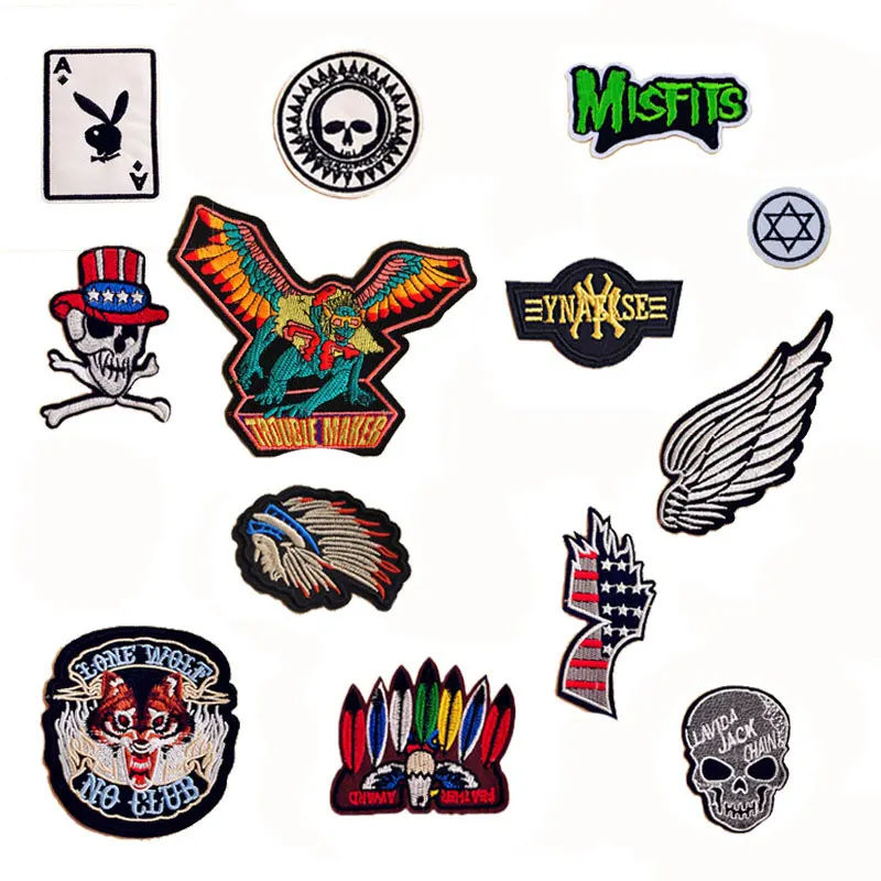 1 PCS Punk Skull Cloth Patch Embroidered Backpack Decoration Badges