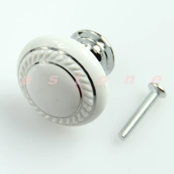 1set Door Knob White Ceramic Crystal Glass Door Knob Drawer Cabinet Kitchen Wardrobe Handle