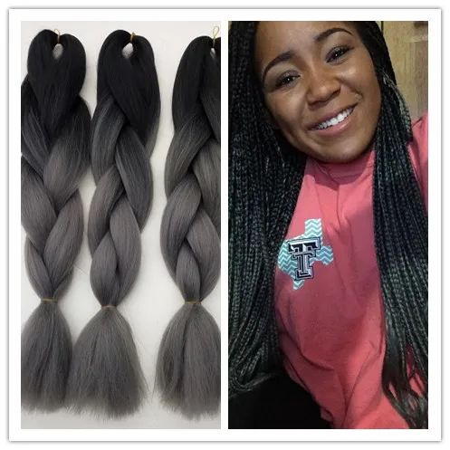 Wholesale 10packs Lot Dark Grey Ombre Box Braiding Hair