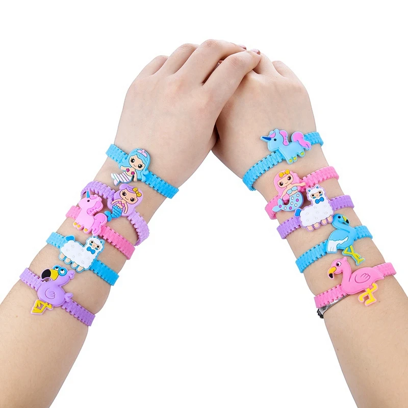 

1Pcs/Lot Unicorn/Flamingo/Mermaid Party Rubber Bangle Bracelet Birthday Party Decor For Kids Colorful Unicorn Party Supplies