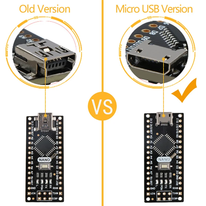 Плата микро USB Nano ATmega328P 5 в 16 м плата микроконтроллера совместимая с Arduino V3.0 Gold Pin