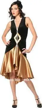 

free shipping G39 1920s Charleston Gangster Flapper 20s Chicago Fancy Dress Costume + Necklace plus size costume s-3xl